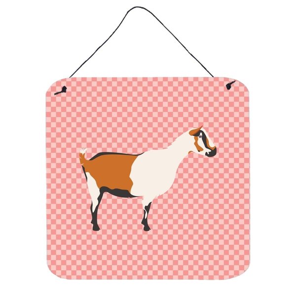 Micasa Alpine Goat Pink Check Wall or Door Hanging Prints6 x 6 in. MI228551